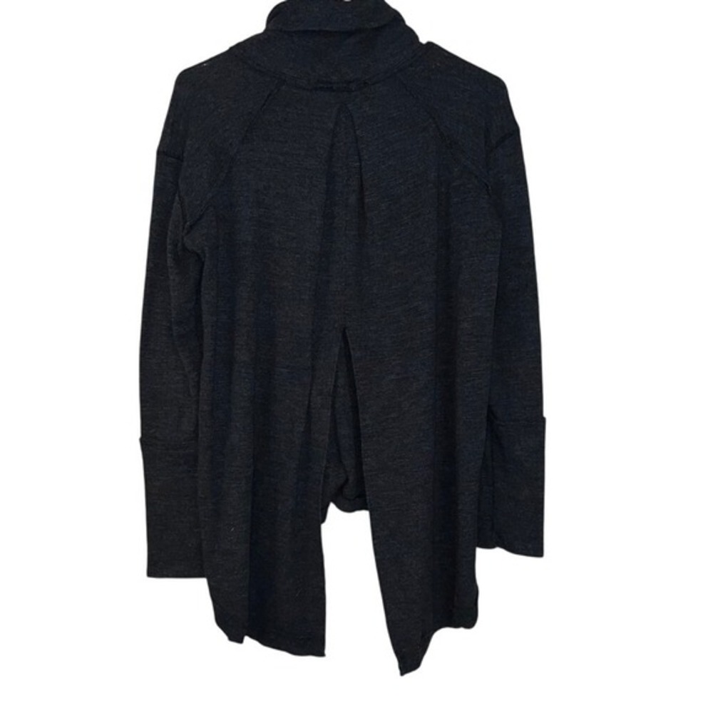 We the Free Turtleneck Split Back Long Sleeve Knit Shirt Gray Size Medium - Picture 3 of 7